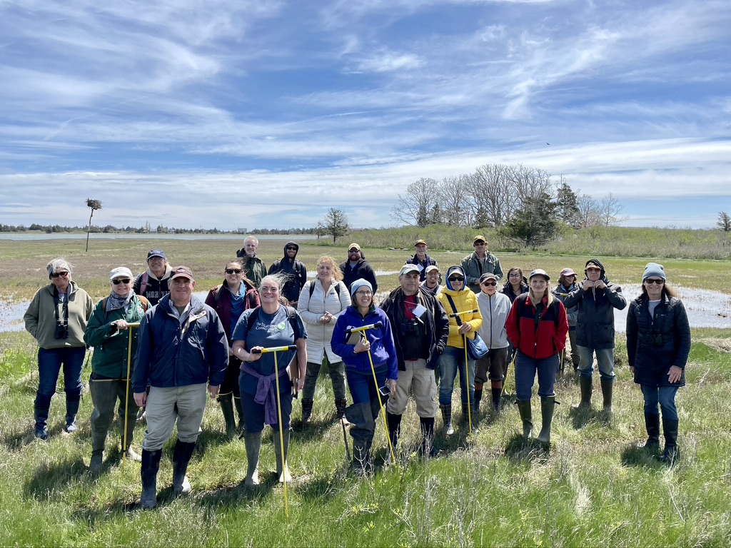 Photographs of the SMARTeams Academy Workshop at Accabonac Harbor to walk various polygons to review the condition of the marsh, runnels, and mosquito larvae noted "hotspots" as identified over the last four years of surveying by "citizen scientists" for Suffolk County Vector Control.  