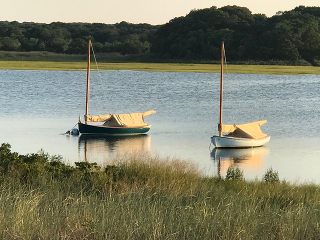 Accabonac Harbor and two sailboats