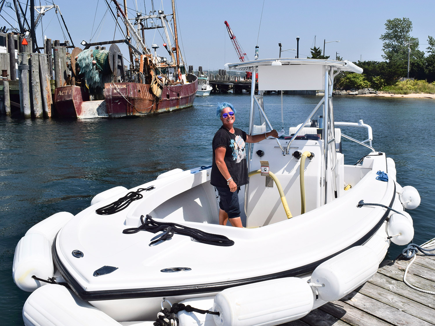 Captain Savannah Van Der Walt on East Hampton Town Trustees Pump-Out Vessel