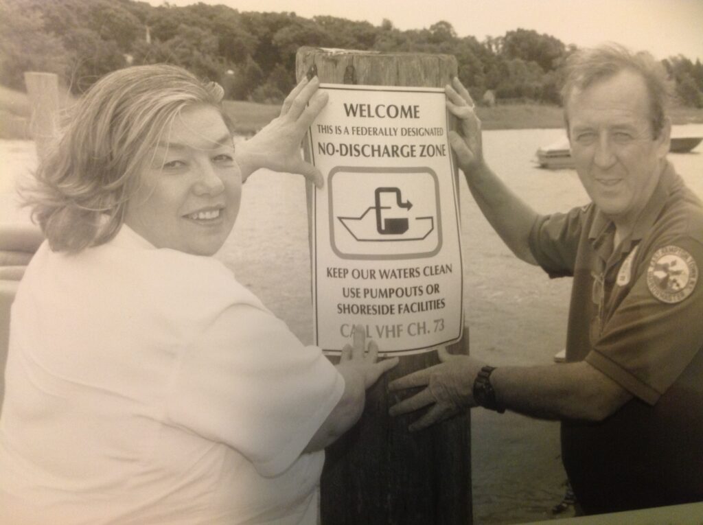 Pump Out Boat - Former East Hampton Town Supervisor Cathy Lester & Bill Taylor - Former Harbormaster -