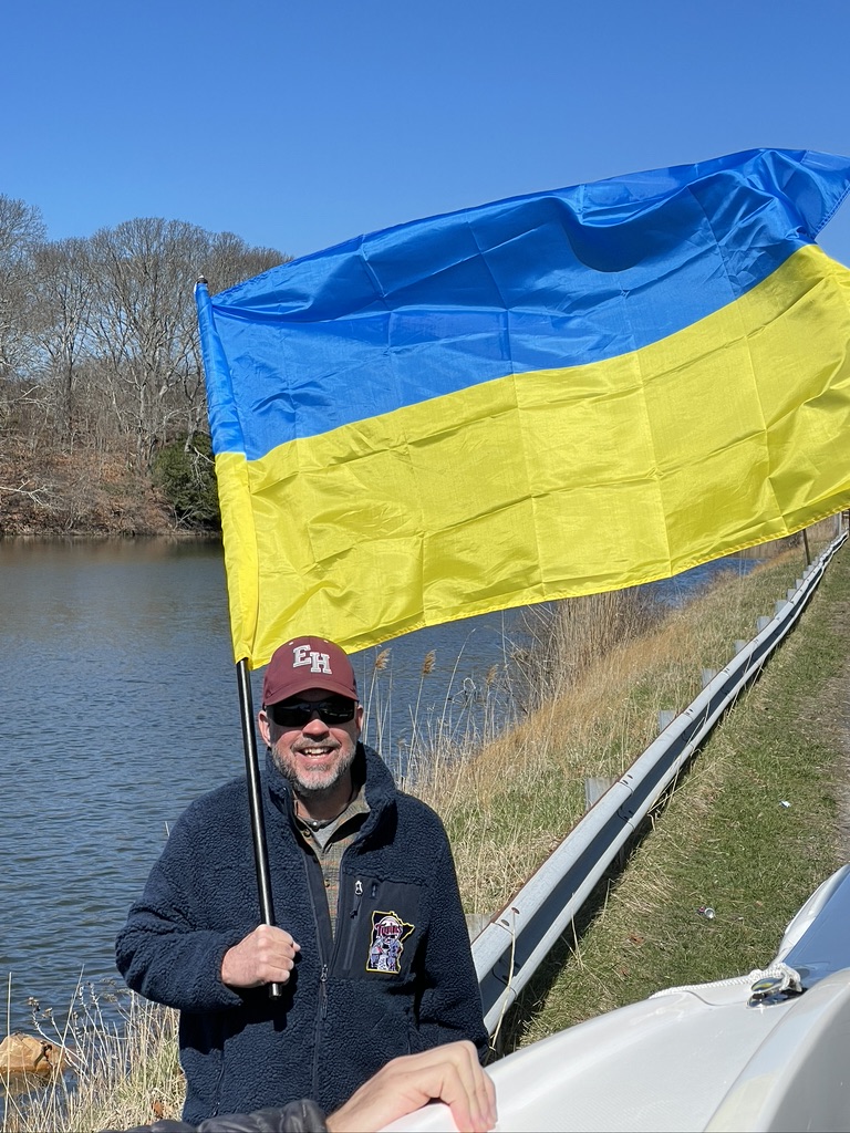 "Slavia Ukraine"  Trustee Tim Garneau and flag of Ukraine 