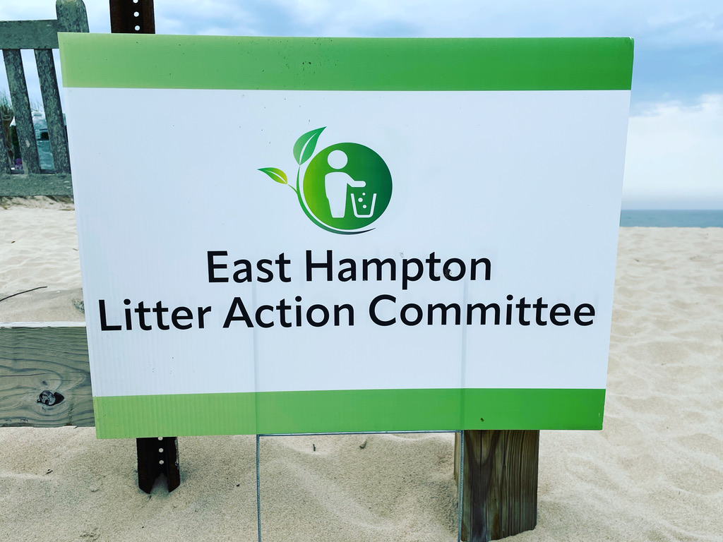 East Hampton Litter Action Committee sign at Atlantic Avenue beach