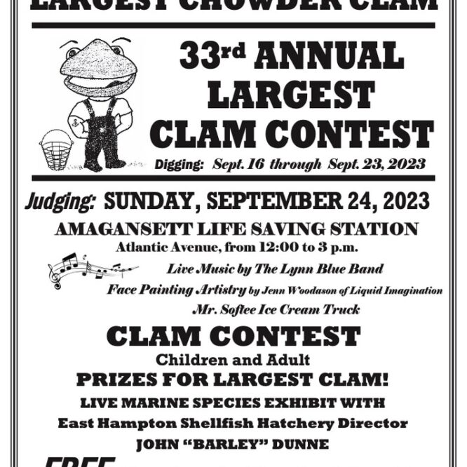 33rd Annual Largest Clam Contest poster 9/24/23