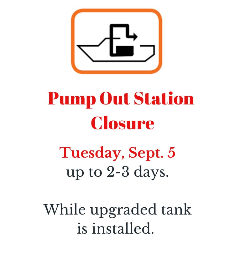 Image of sign giving details of Pump Out Station closure