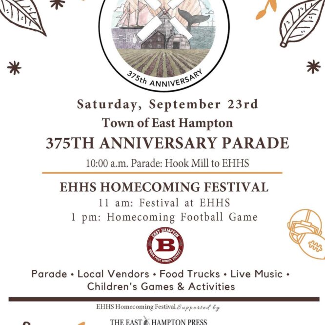 English poster for the Town of East Hampton 375th Anniversary Parade