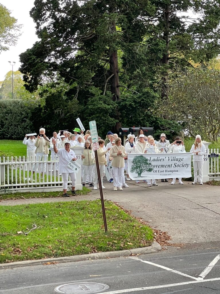 Members of the Ladies Village Improvement Society of East Hampton (LVIS) gather to watch the Town of East Hampton 375th Anniversary parade October 14, 2023