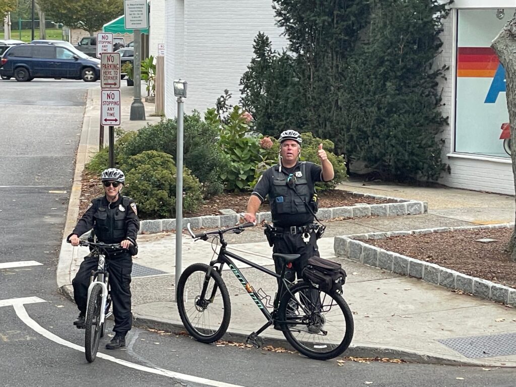 East Hampton Village Police on bicycles during the parade