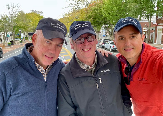 L-R EH Trustee Tim Garneau, EH Trustee Clerk Francis J. Bock , EH Trusee David Cataletto Eh Town 375th Anniversary Celebration parade October 14, 2023