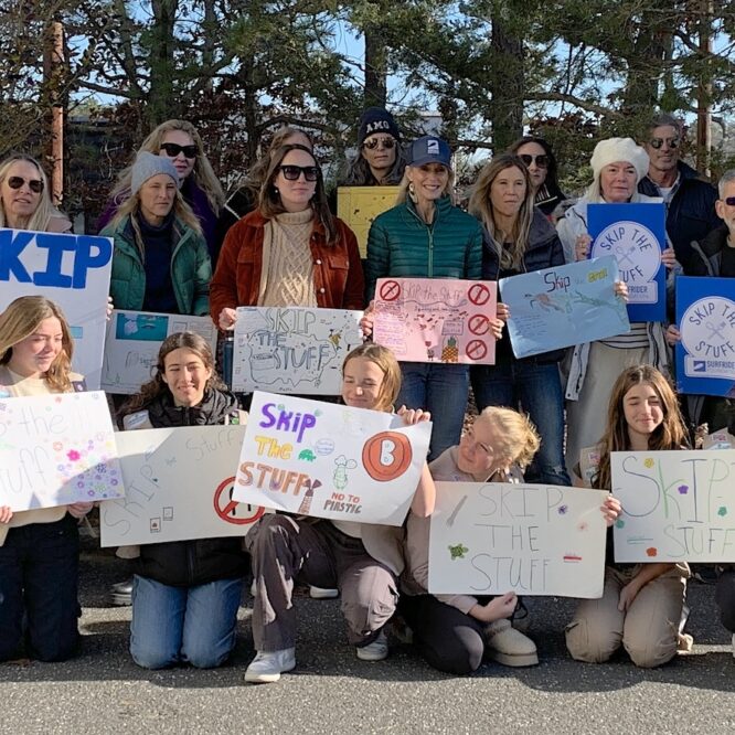 Surfrider LI Chapter "Skip the Stuff" proposal with supporters at LTV Studios December 2023
