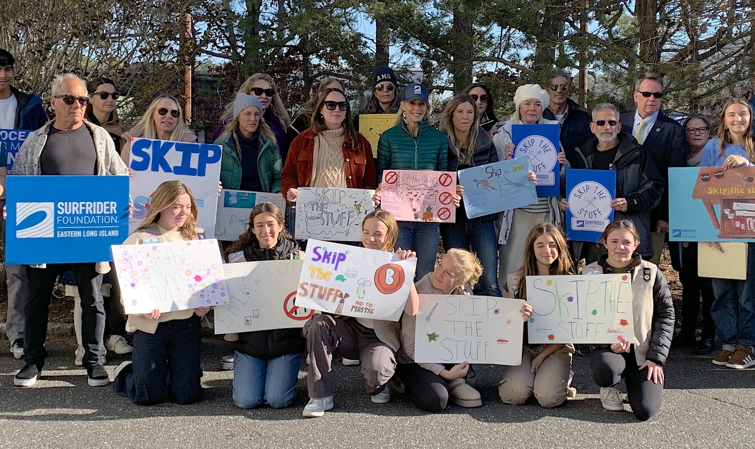 Surfrider LI Chapter "Skip the Stuff" proposal with supporters at LTV Studios December 2023