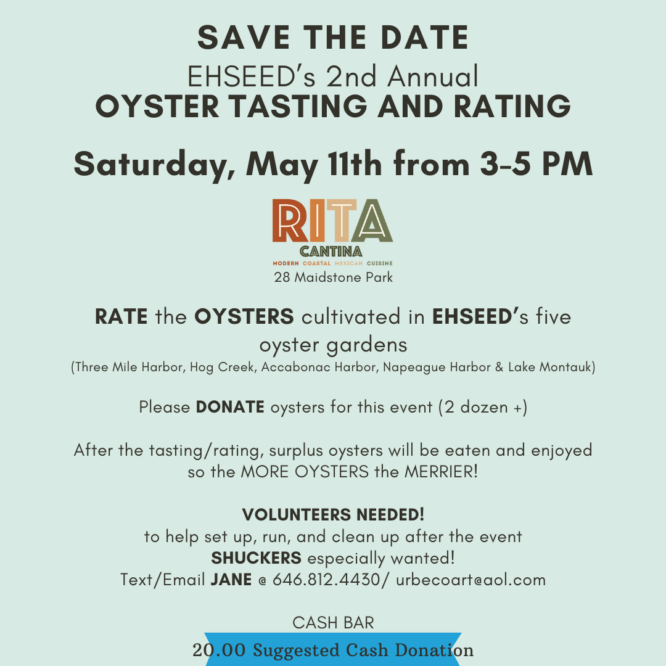 EHSEEDS Oyster Tasting and Rating Event May 11 2024 poster