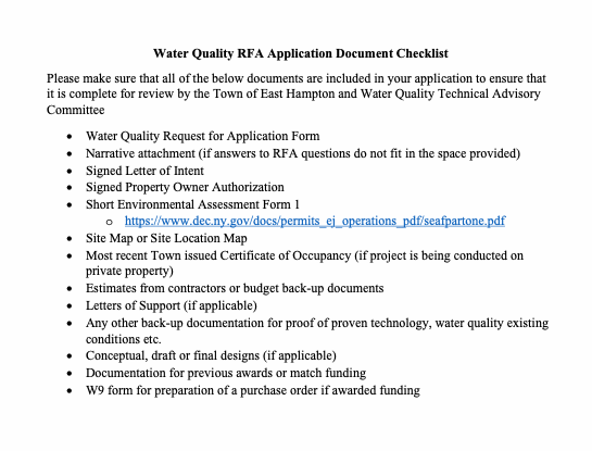 Water Quality Application Instructions