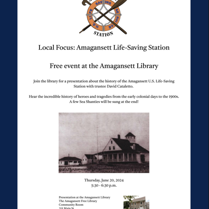 Amagansett Life-Saving station FREE event with trustee David Cataletto