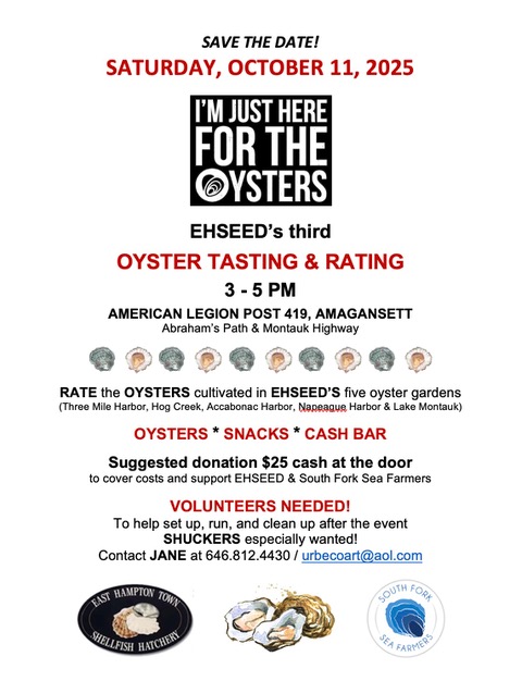 Oyster Tasting & Rating Event Saturday October 11, 2025 poster invite