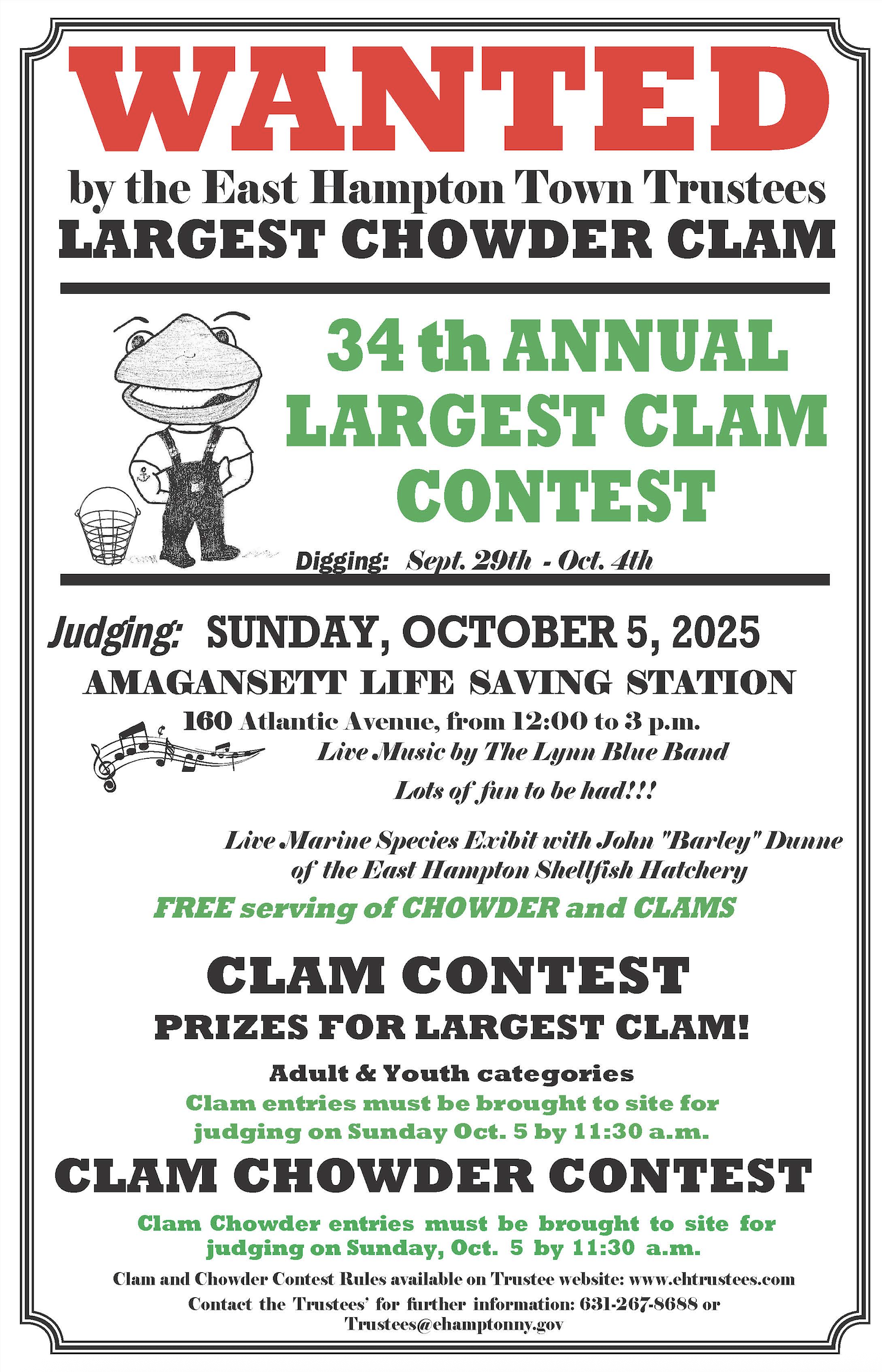 Trustees 34th Largest Clam Contest poster 2025