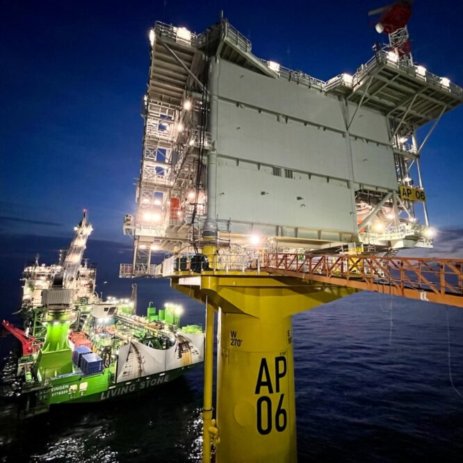 The South Fork Wind farm monopile foundations to support its offshore substation and 12 turbines were installed in 2023. South Fork Wind