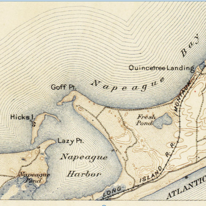 Cherry Point, Hicks Island, Napeague Harbor, Napeague Bay, on the south-east of Long Island, from a 1904 USGS map.